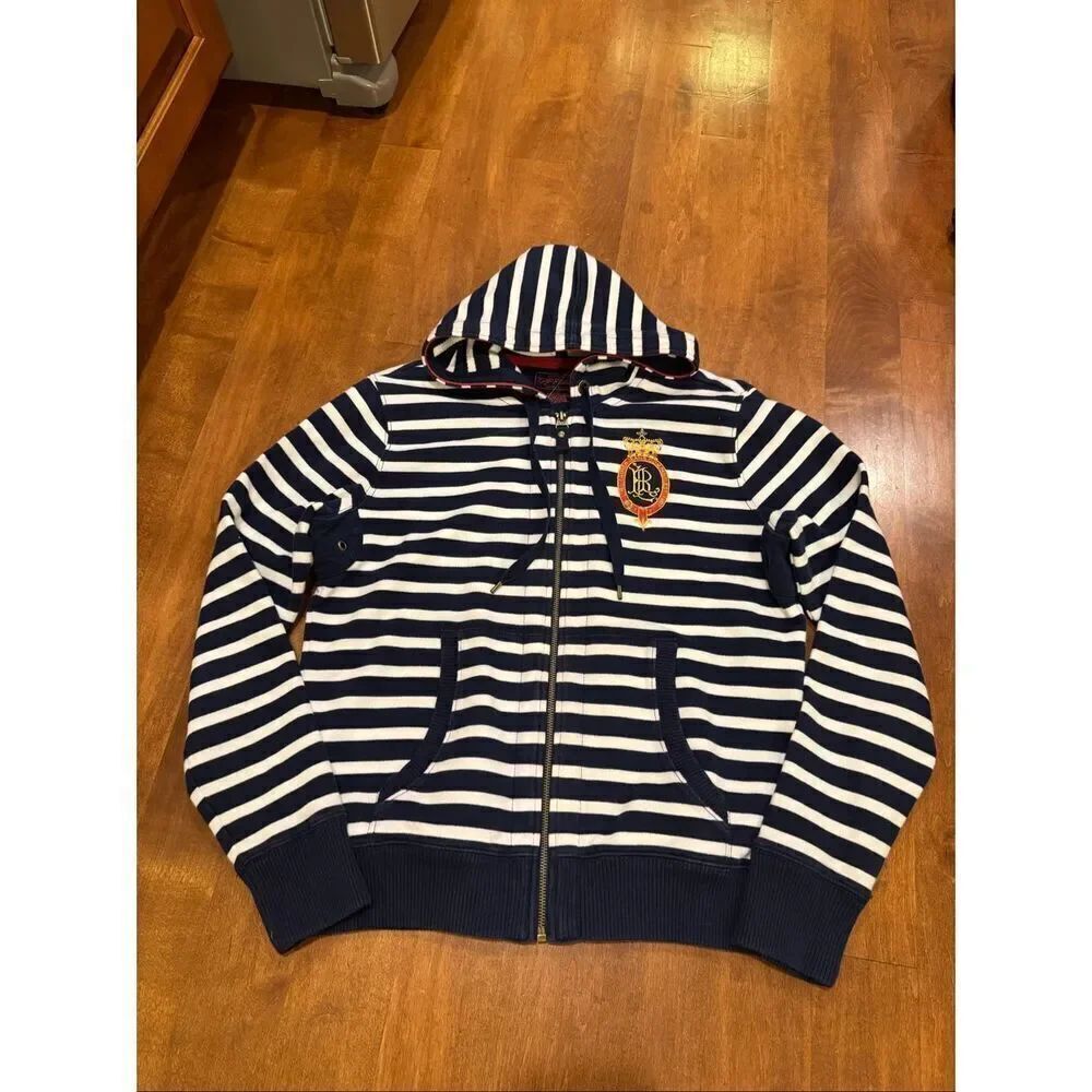 Rare Lauren Ralph Lauren jeans company striped zipper jacket size M